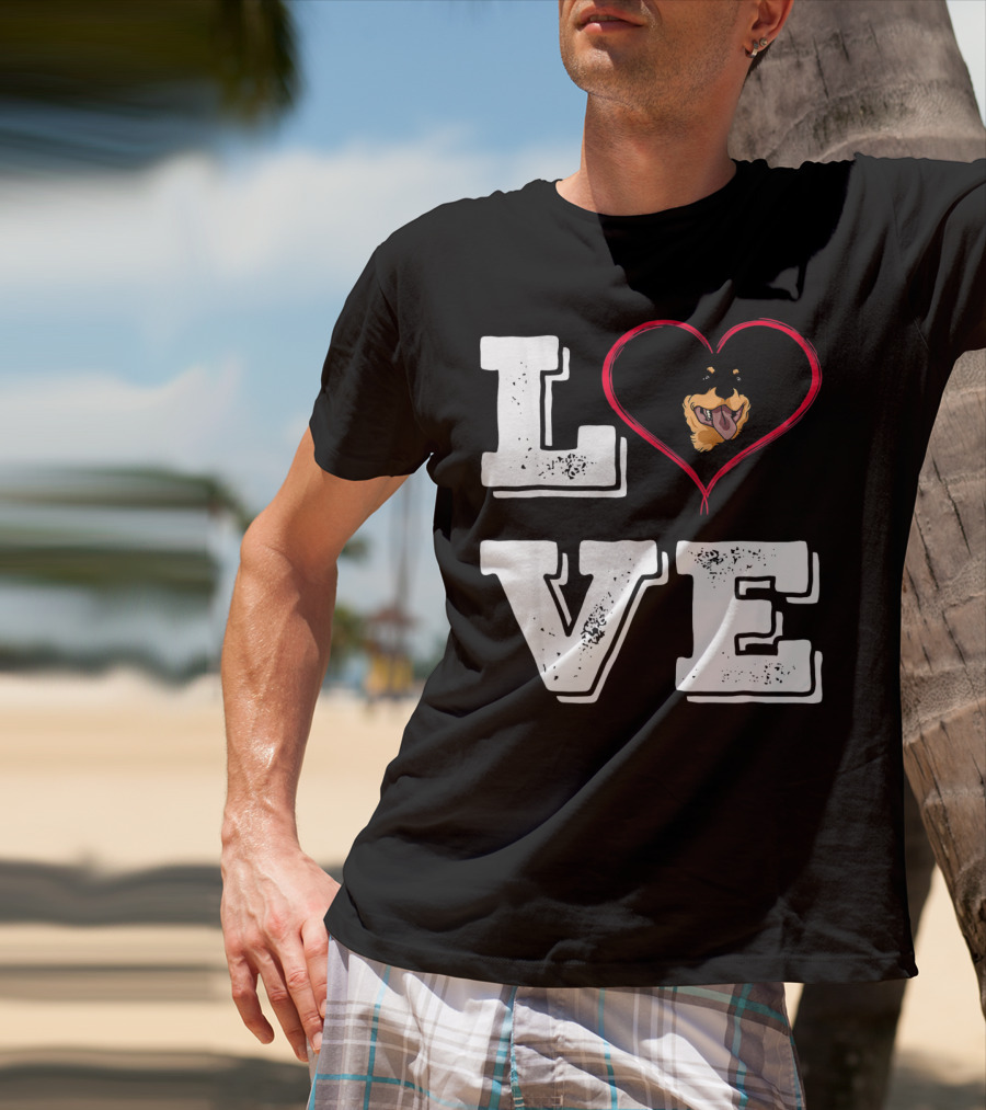LOVE Rottweiler Lover Dog Heart Face T-Shirt