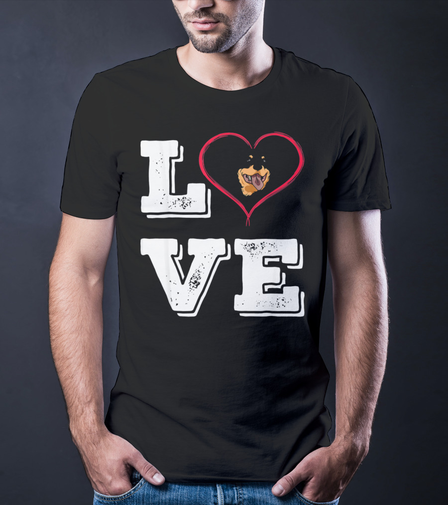 LOVE Rottweiler Lover Dog Heart Face T-Shirt