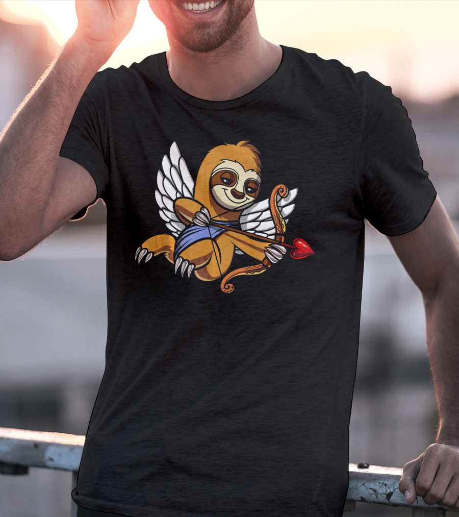Sloth Cupid With Heart Arrow Valentines Day Love T-Shirt