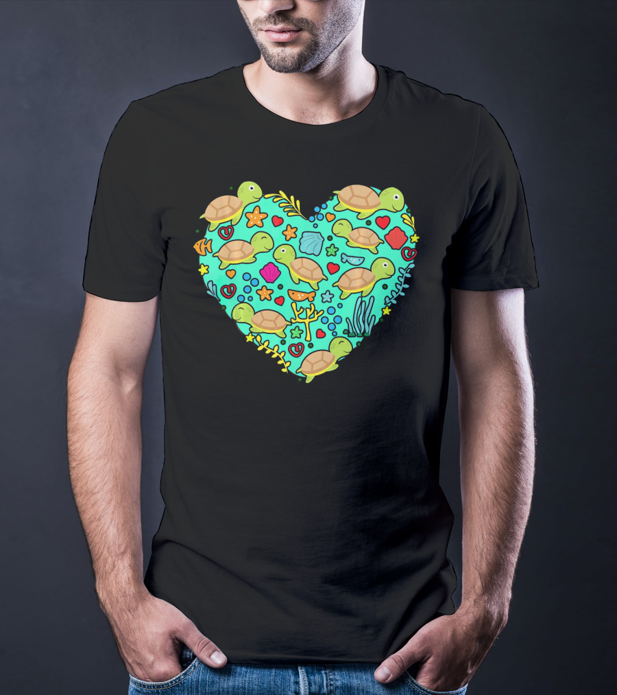 Sea Turtle Heart Valentine's Day T-Shirt