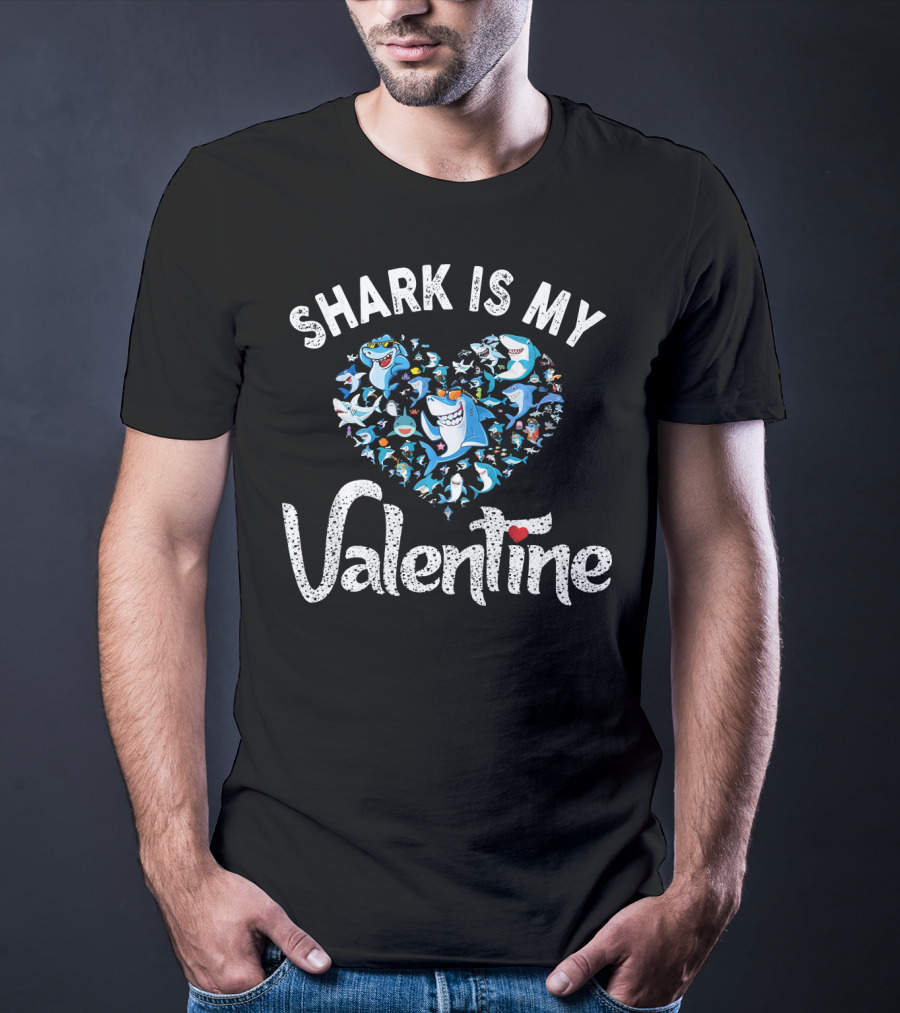Shark Is My Valentine Shark Lovers Family T-Shirt