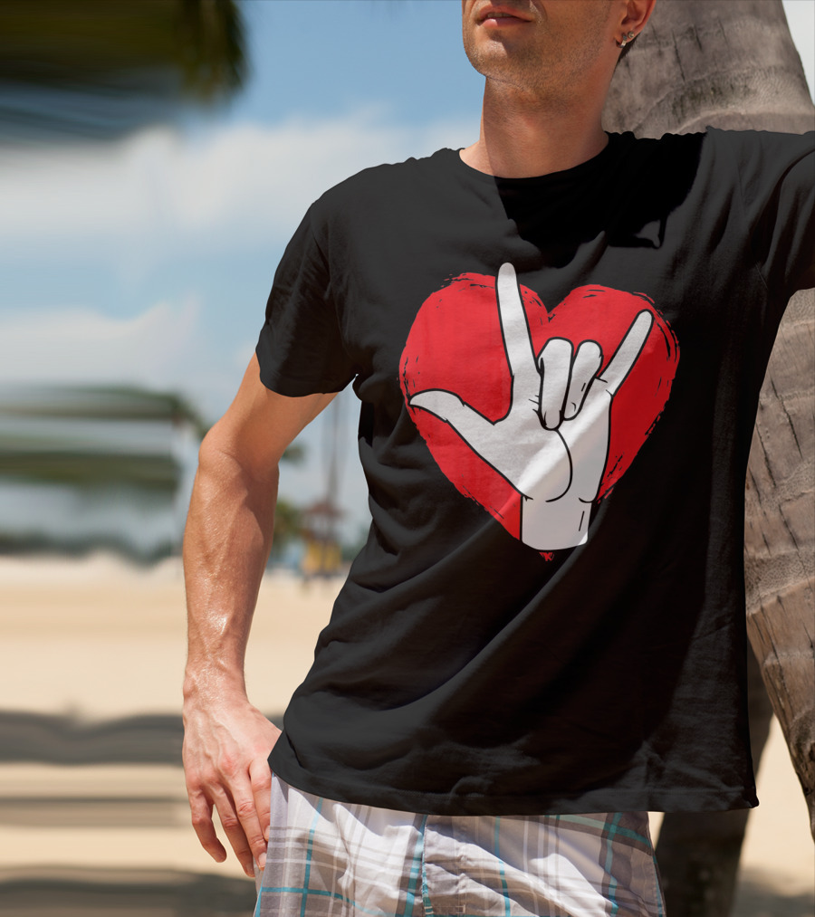 Sign Language I Love You ASL Heart Valentine's Gesture T-Shirt