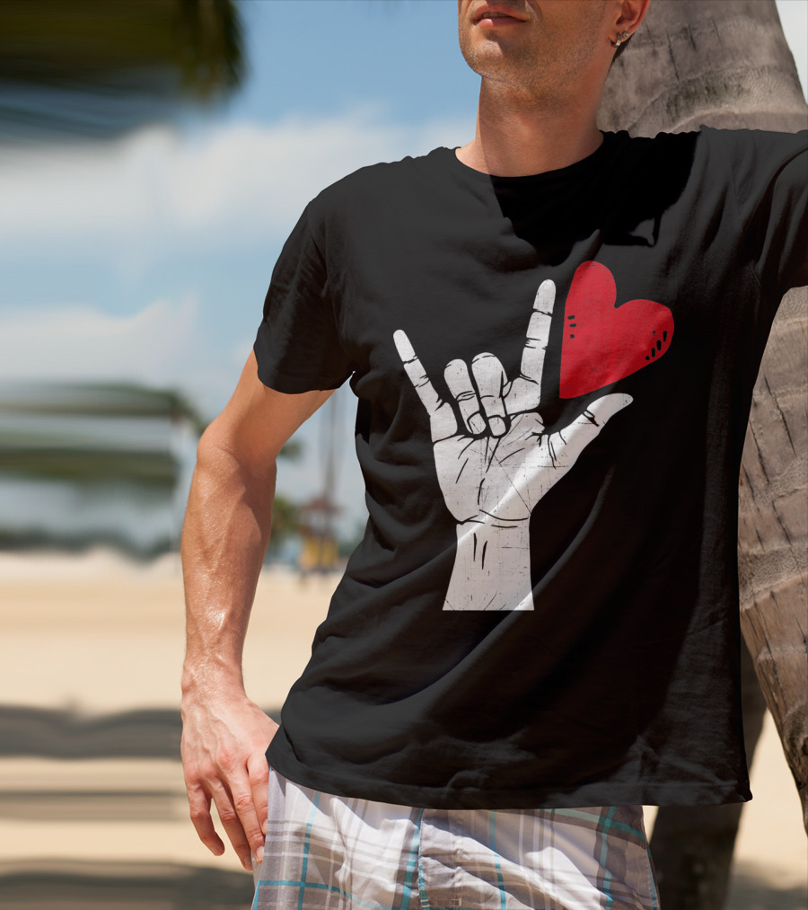 Sign Language I Love You Valentine Heart T-Shirt