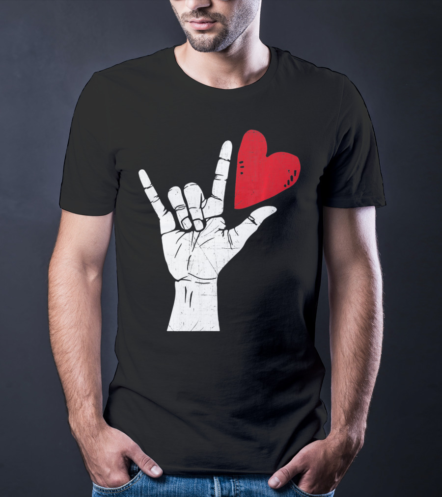 Sign Language I Love You Valentine Heart T-Shirt