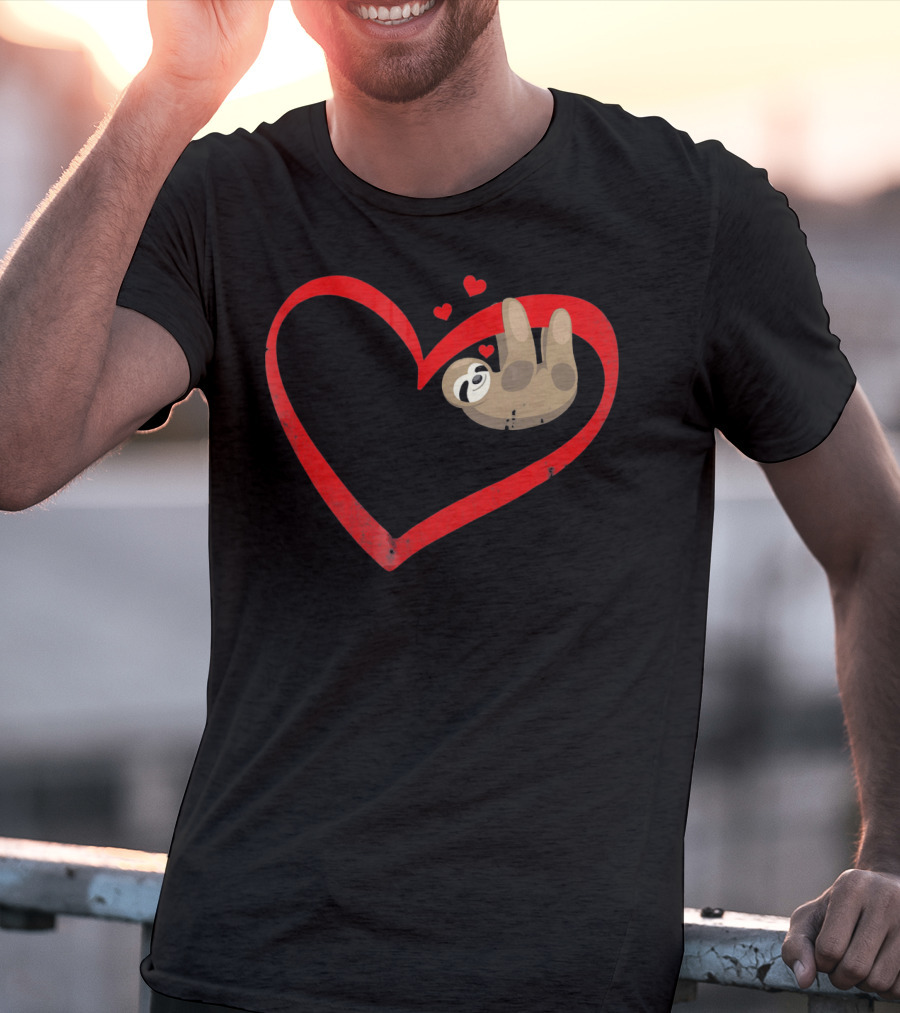 Sloth Heart Lazy Napping Cute Vale T-Shirt
