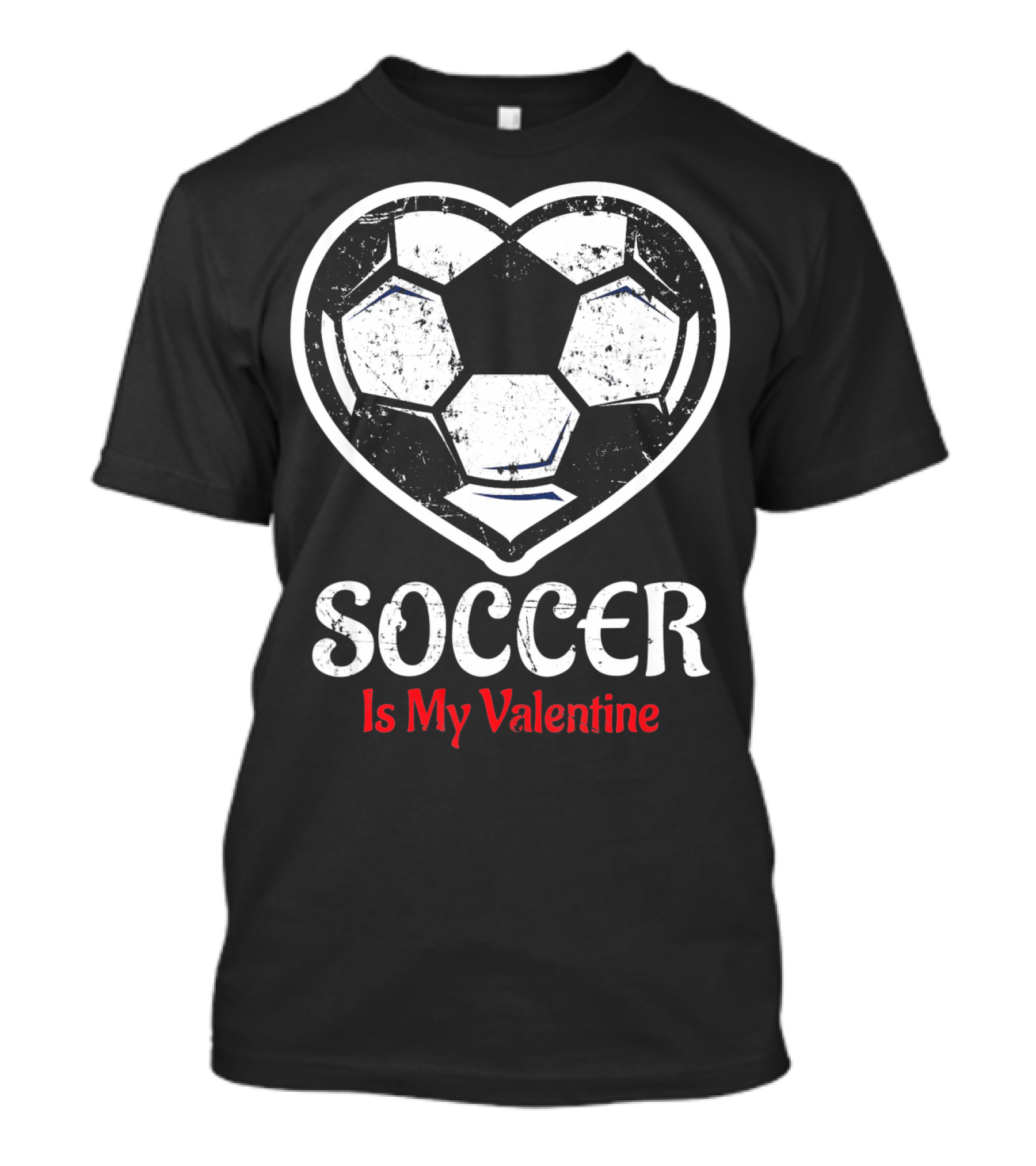 Soccer Is My Valentine Heart-Shaped Ball Kids Vday T-Shirt