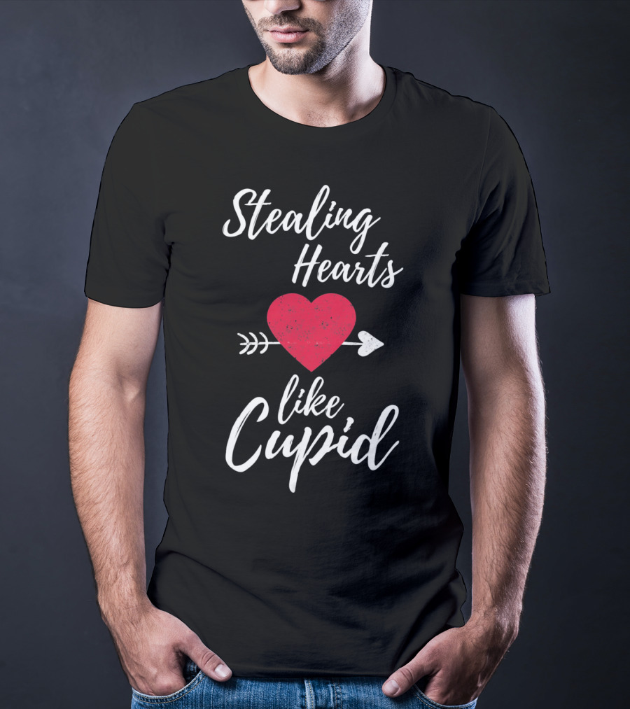Stealing Hearts Like Cupid Valentines Red Heart Arrow T-Shirt