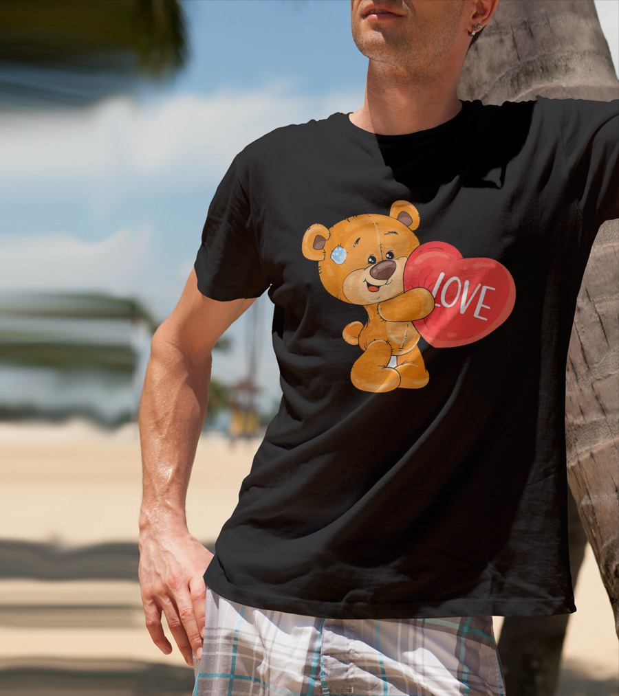 Teddy Bear With Heart Love Funny Valentine T-Shirt