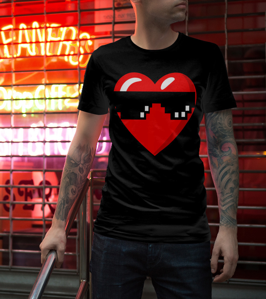Thug Heart With Sunglasses Funny Meme Style Men Women Youth T-Shirt