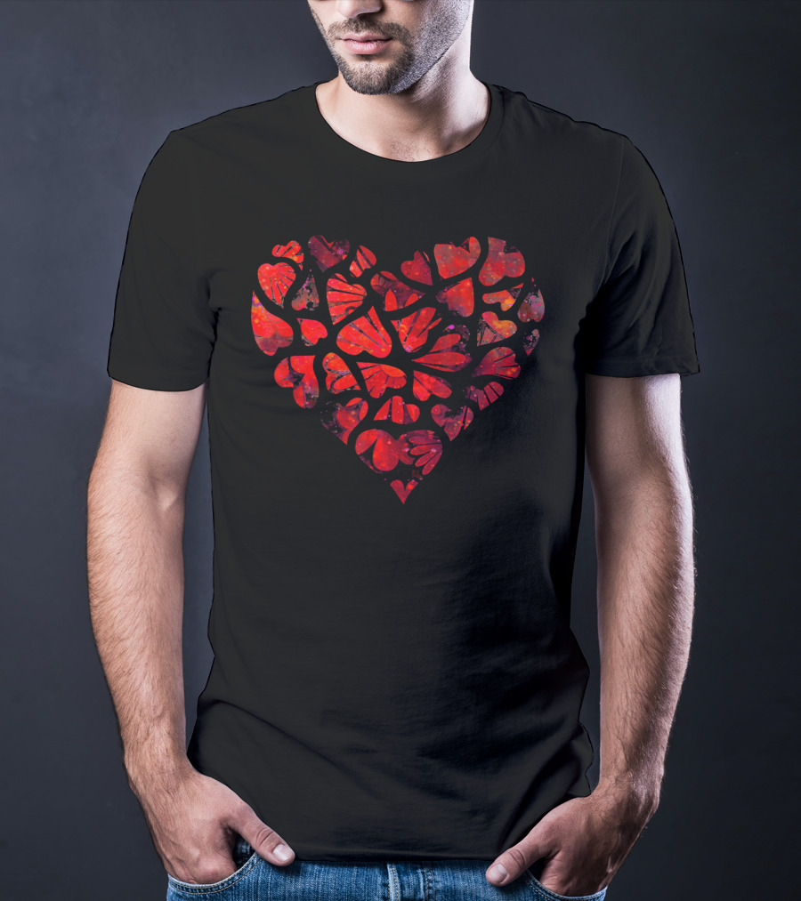 Tie Dye Style Romantic Heart Pattern For Couples T-Shirt