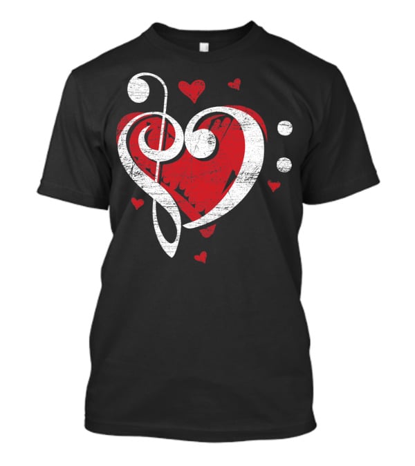 Treble Clef Heart Love Music T-Shirt