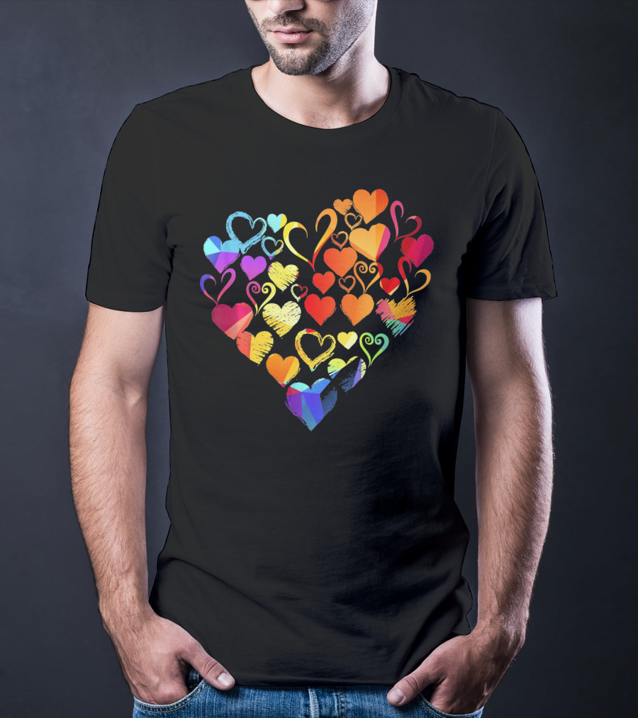 Tye Dye Heart Candy Couples Romantic Valentine Colorful Hearts T-Shirt