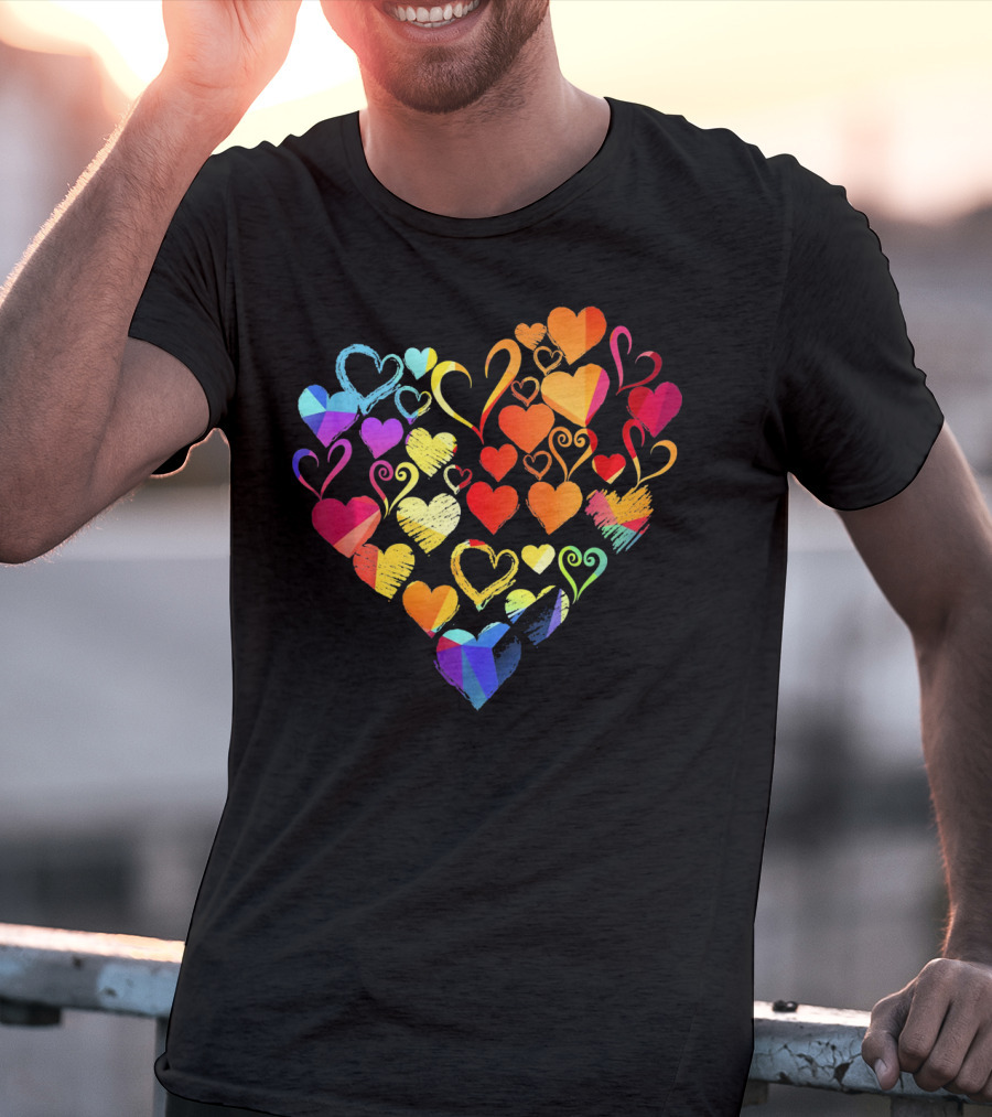 Tye Dye Heart Candy Couples Romantic Valentine Colorful Hearts T-Shirt