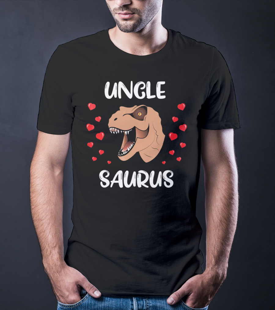 Uncle Saurus Valentine's Dinosaur With Hearts T-Shirt