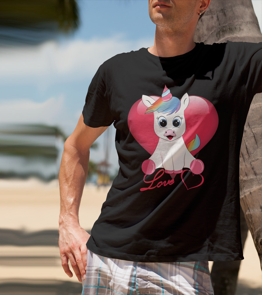 Love Unicorn Heart Valentines Day T-Shirt