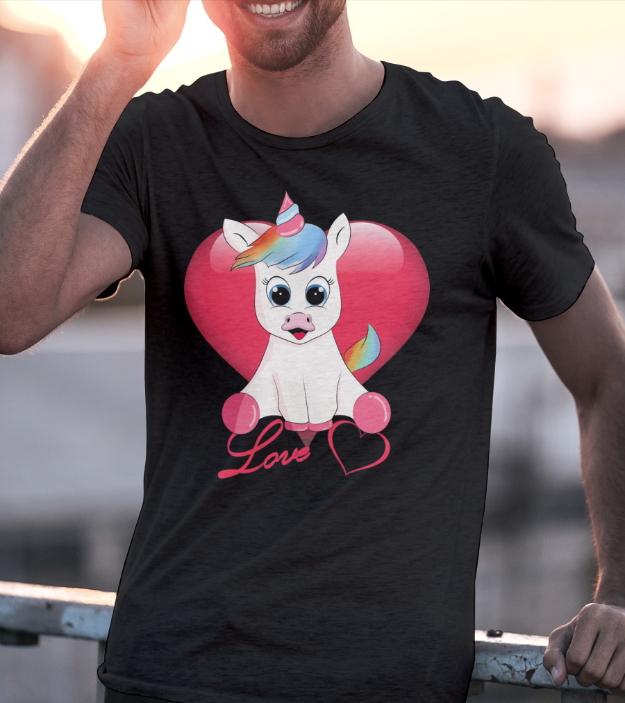 Love Unicorn Heart Valentines Day T-Shirt