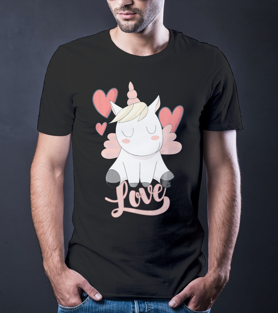 Love Unicorn With Hearts Valentine's Day T-Shirt