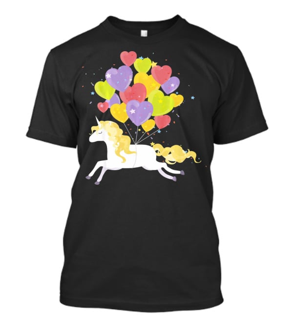 Unicorn Love Heart Balloons Valentines Day T-Shirt