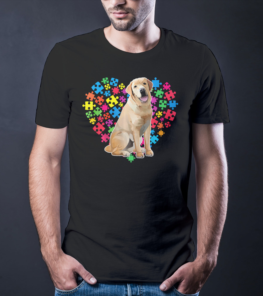 Labrador Dog Heart Puzzle Valentine T-Shirt
