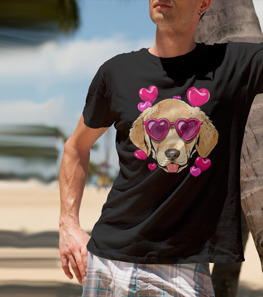 Labrador Retriever Heart Sunglasses Valentines Day Hearts T-Shirt