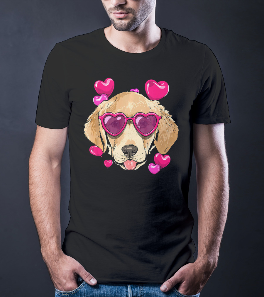Labrador Retriever Heart Sunglasses Valentines Day Hearts T-Shirt