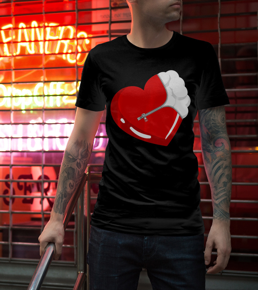 Lacrosse Ball Heart With Zipper Valentines T-Shirt