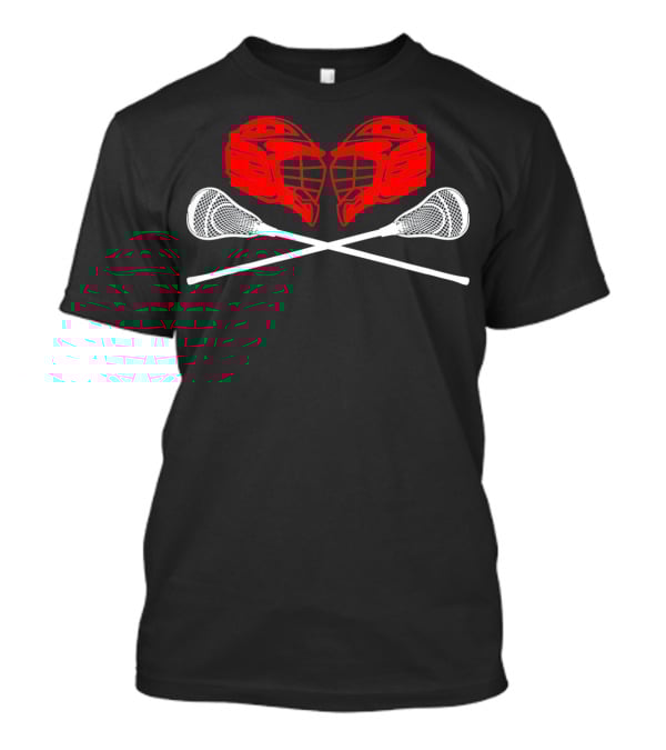 Valentine Lacrosse Helmets And Sticks Crossed Adults T-Shirt