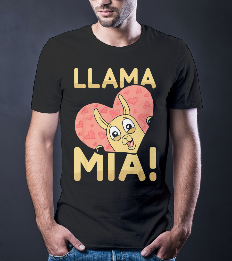 Llama Mia Love Heart Valentine's Day T-Shirt