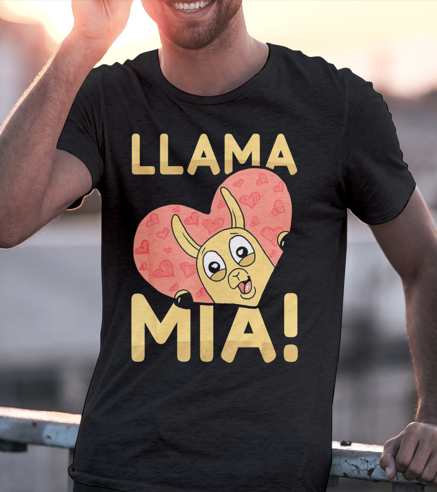 Llama Mia Love Heart Valentine's Day T-Shirt