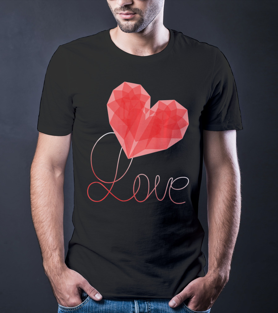 Love Heart Valentin Geometric T-Shirt
