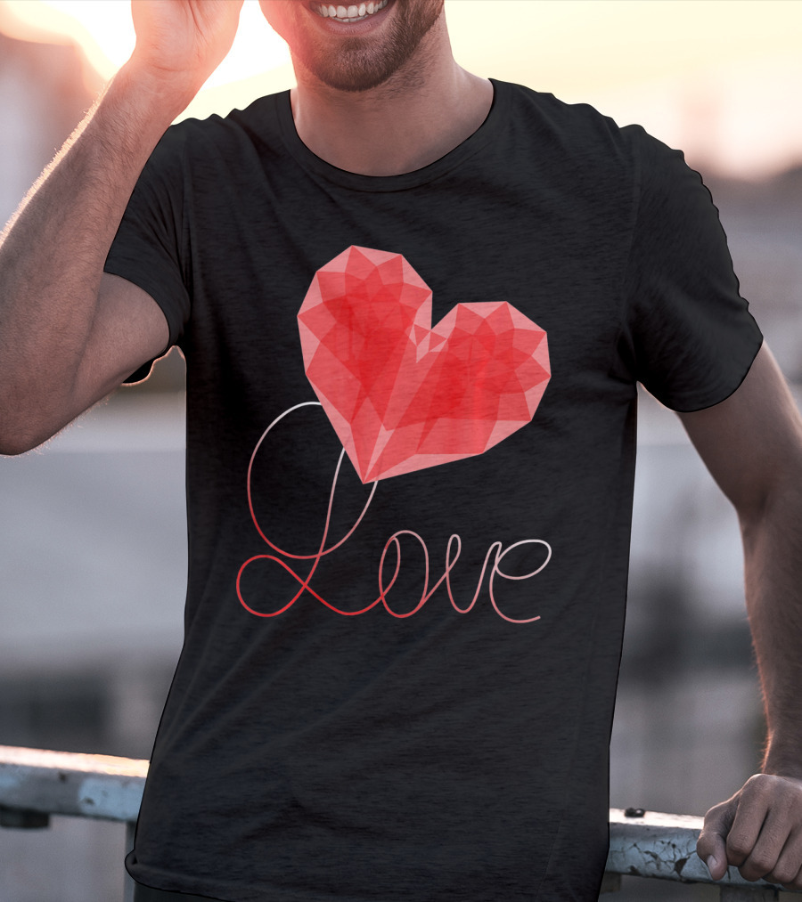 Love Heart Valentin Geometric T-Shirt