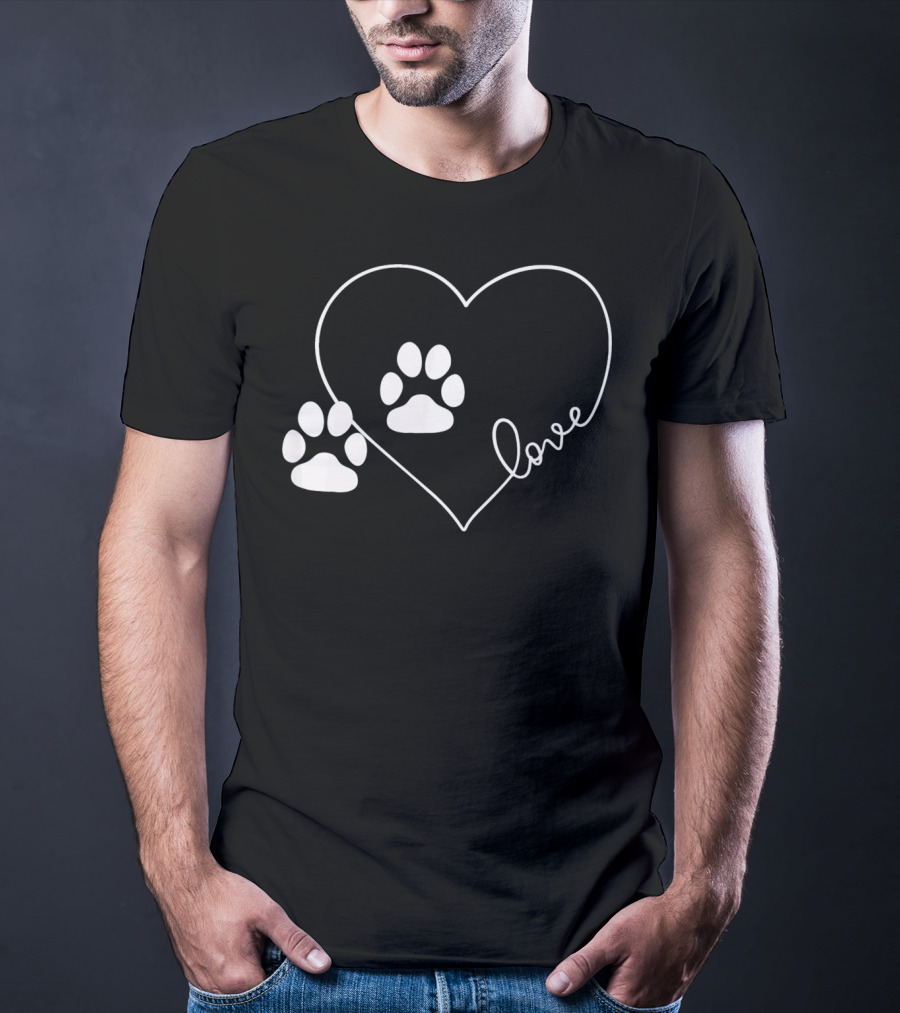 Love Paw Prints Heart T-Shirt