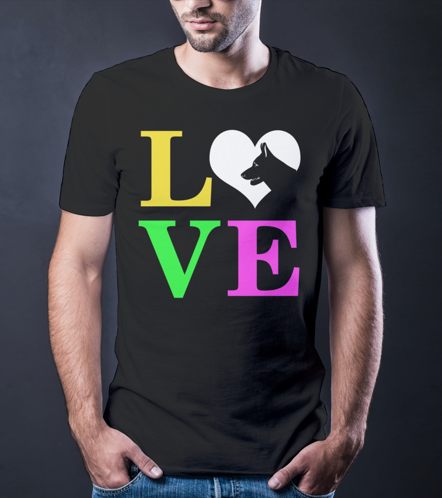 Love German Shepherd Mom Valentines Long Heart T-Shirt