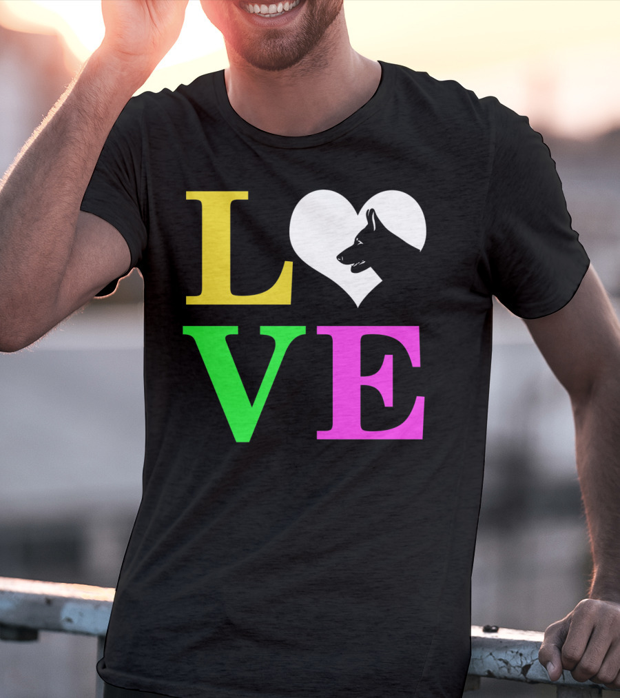 Love German Shepherd Mom Valentines Long Heart T-Shirt