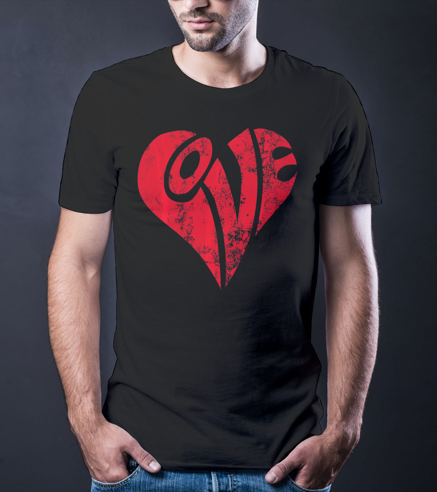 Vintage Red Love Heart T-Shirt