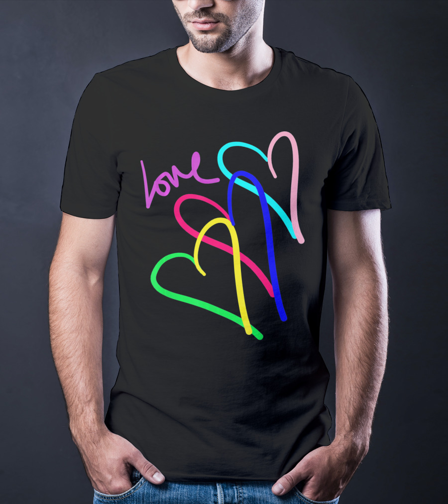 Love Neon Rainbow Hearts Connection Vale T-Shirt