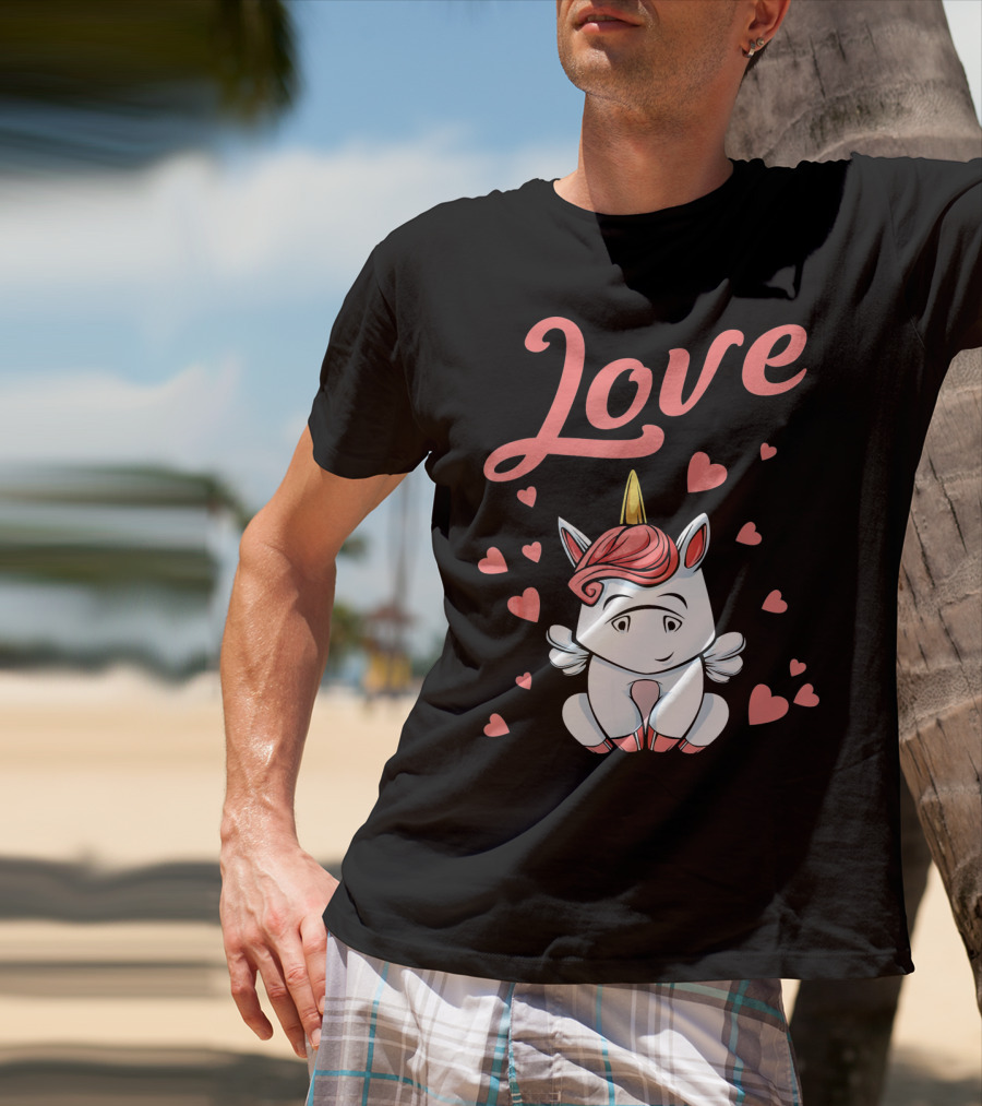Love Unicorn Funny Valentines Day Hearts T-Shirt
