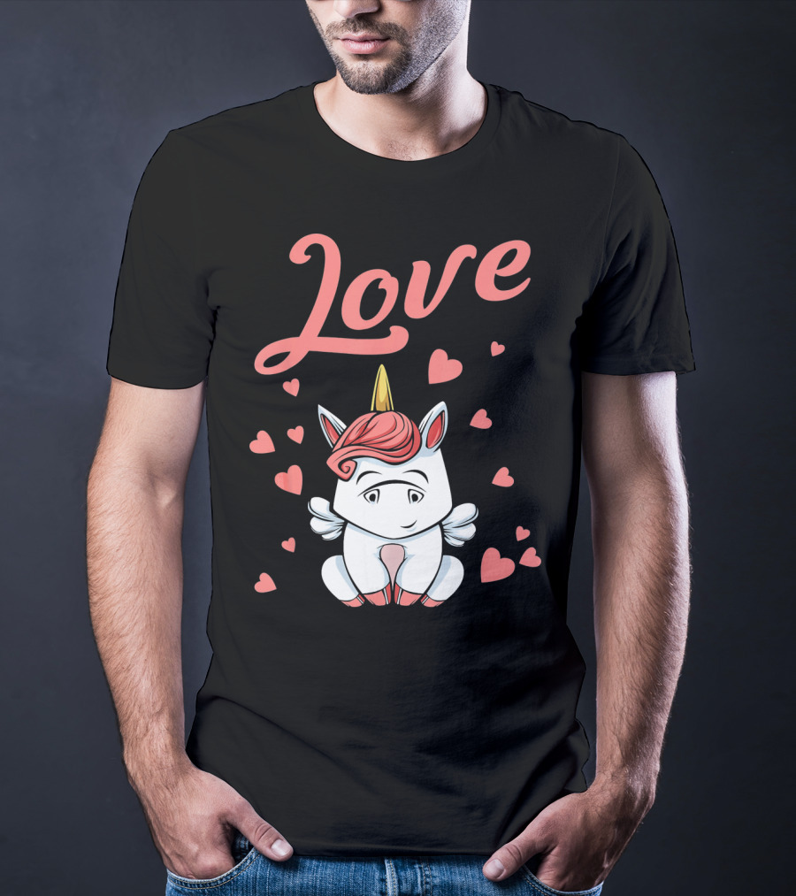 Love Unicorn Funny Valentines Day Hearts T-Shirt