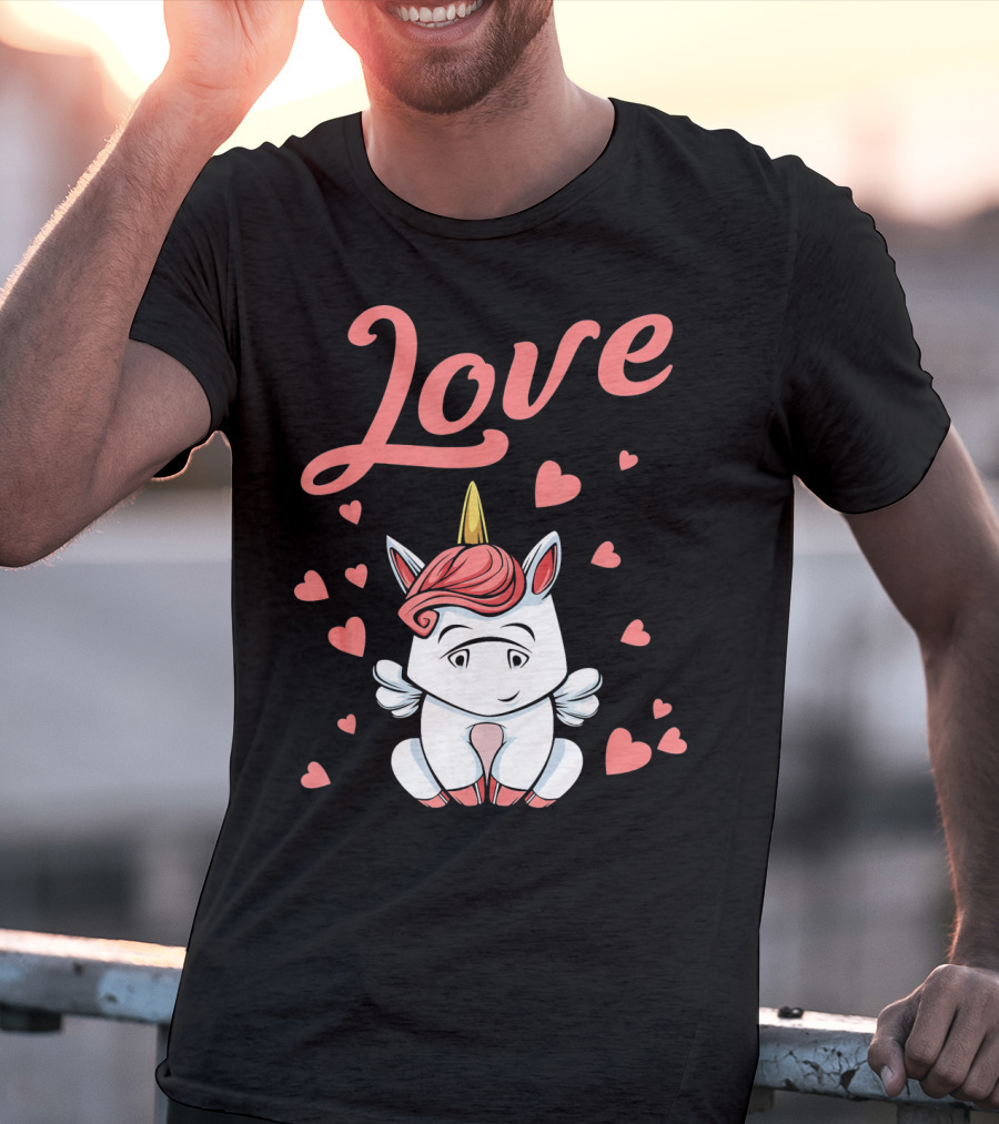 Love Unicorn Funny Valentines Day Hearts T-Shirt