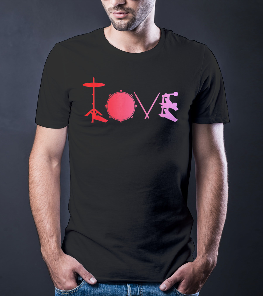 Love Valentines Day Drums Drum Set T-Shirt