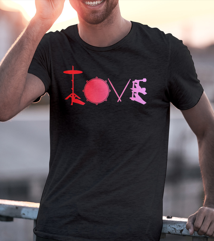 Love Valentines Day Drums Drum Set T-Shirt