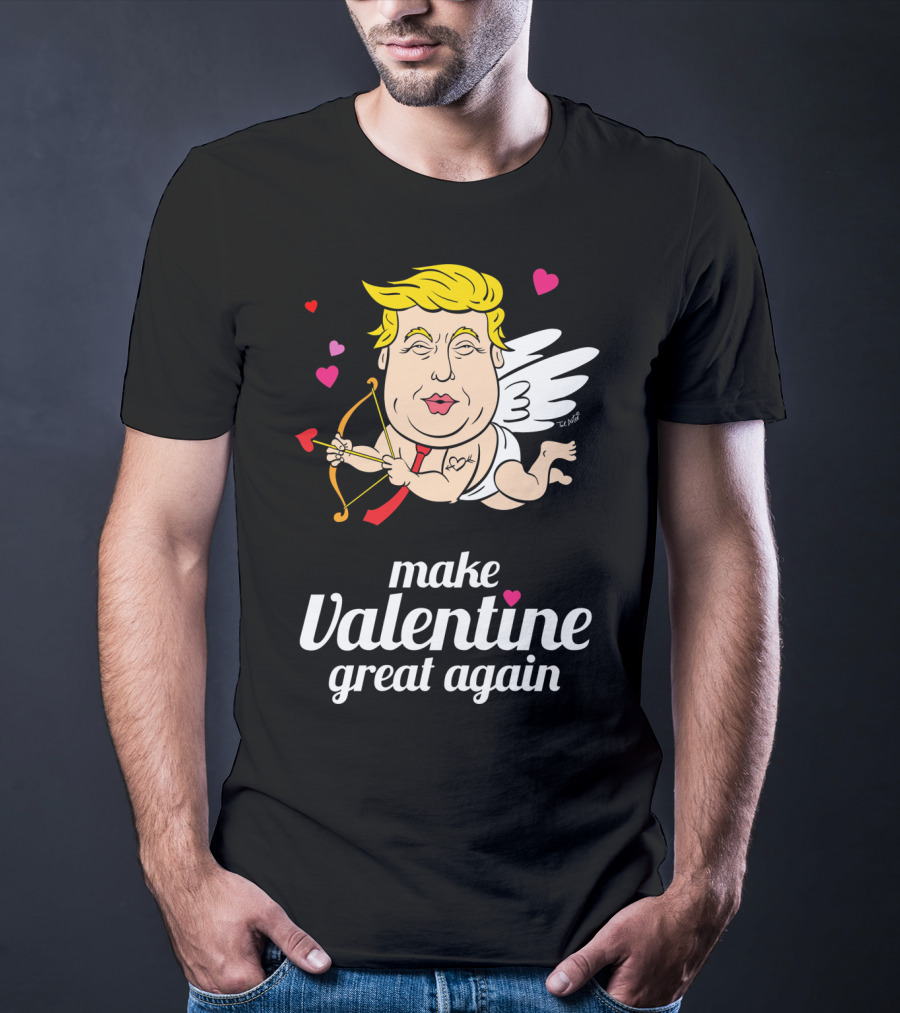 Make Valentine Great Again Cupid With Bow And Hearts T-Shirt