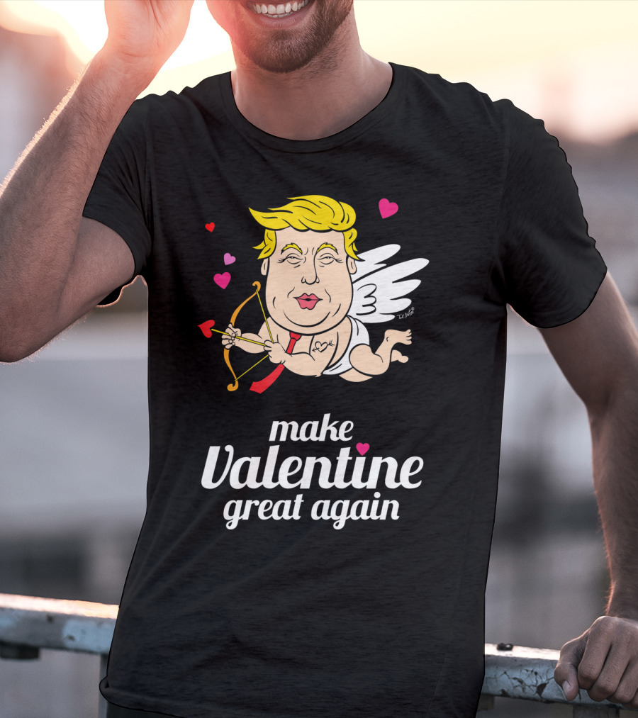 Make Valentine Great Again Cupid With Bow And Hearts T-Shirt