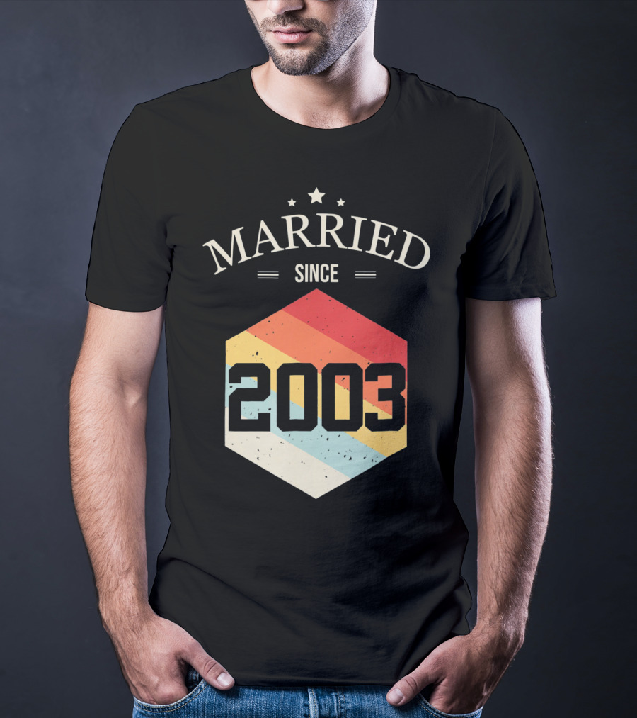 Married Since 2003 Vintage Stripes Retro Valentine's T-Shirt