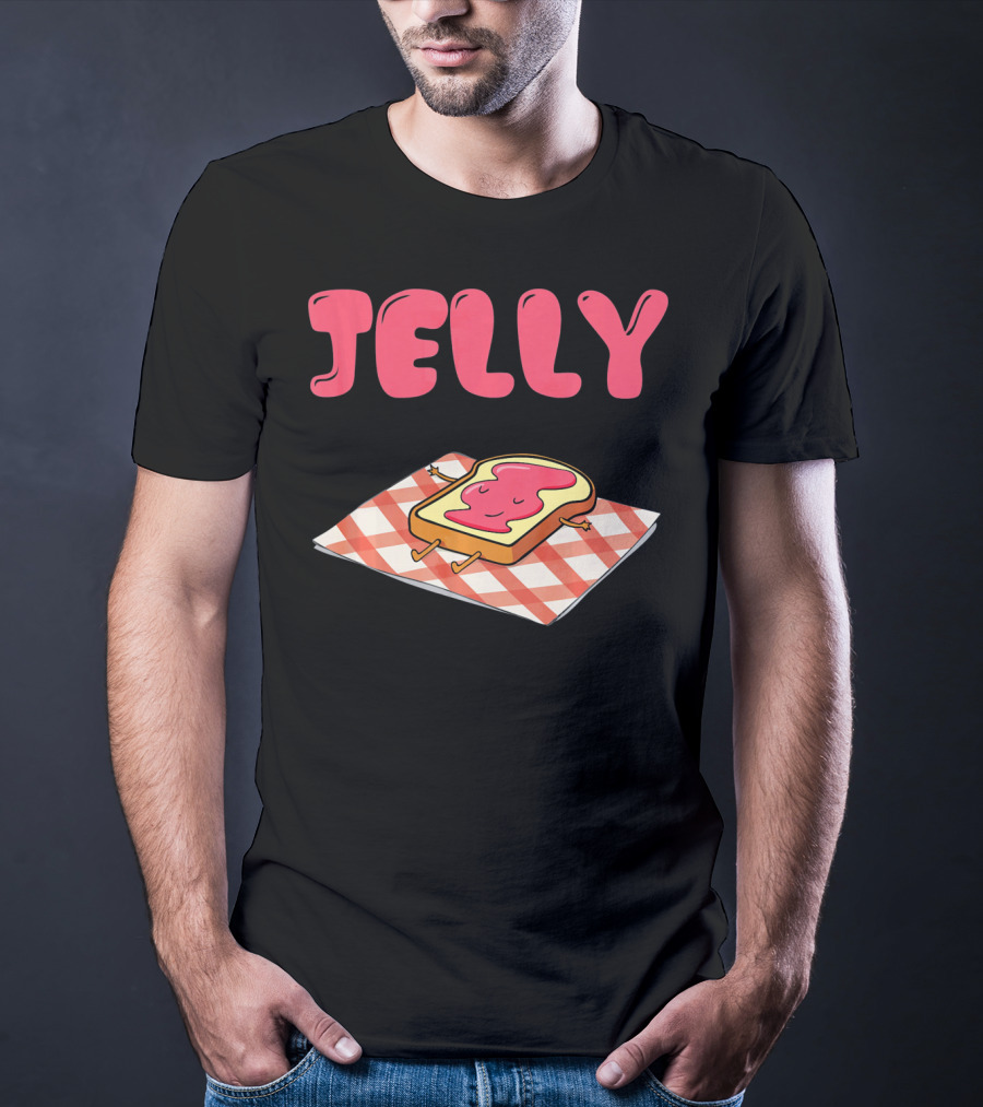 Jelly Sleeping On Toast With Red And White Checkered Blanket T-Shirt