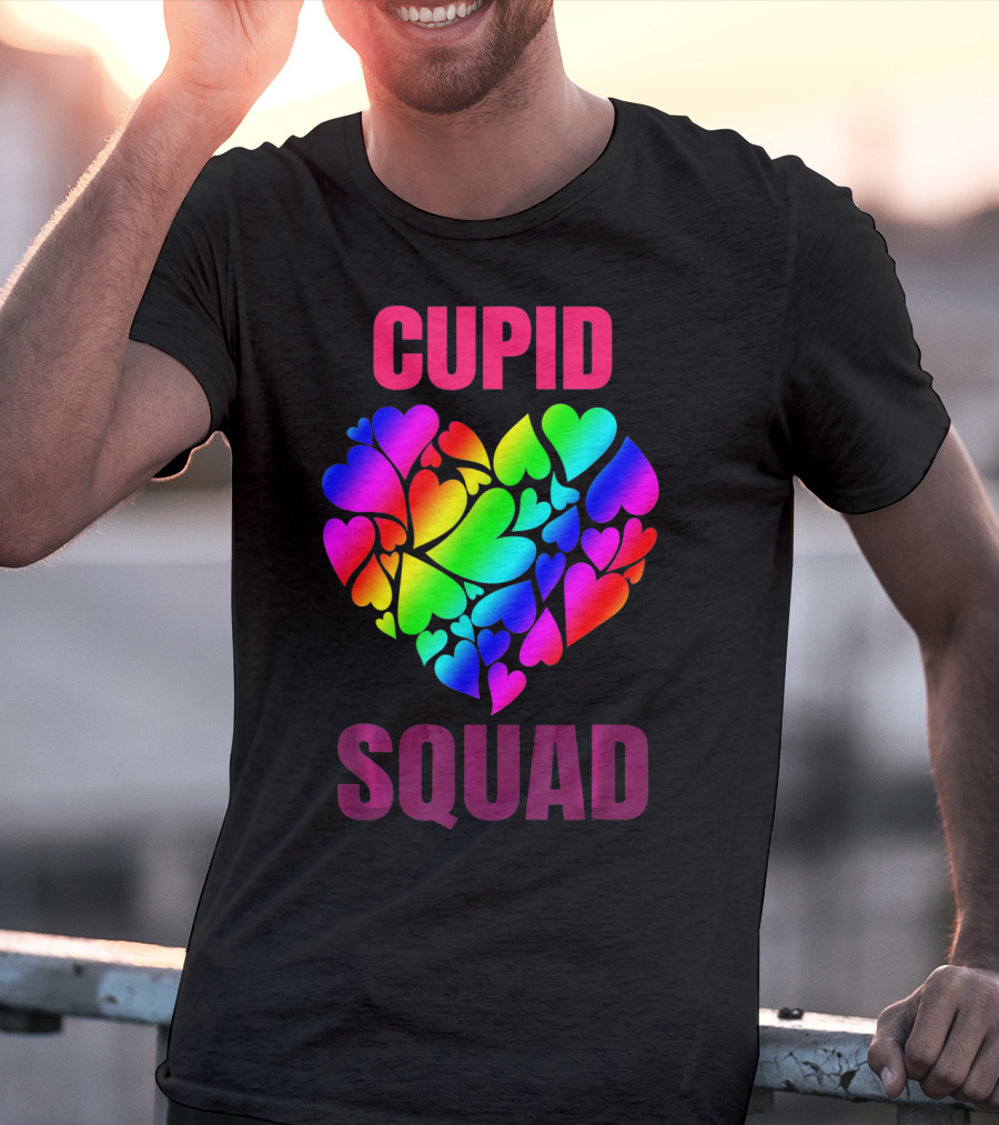 Cupid Squad Rainbow Heart Valentines T-Shirt