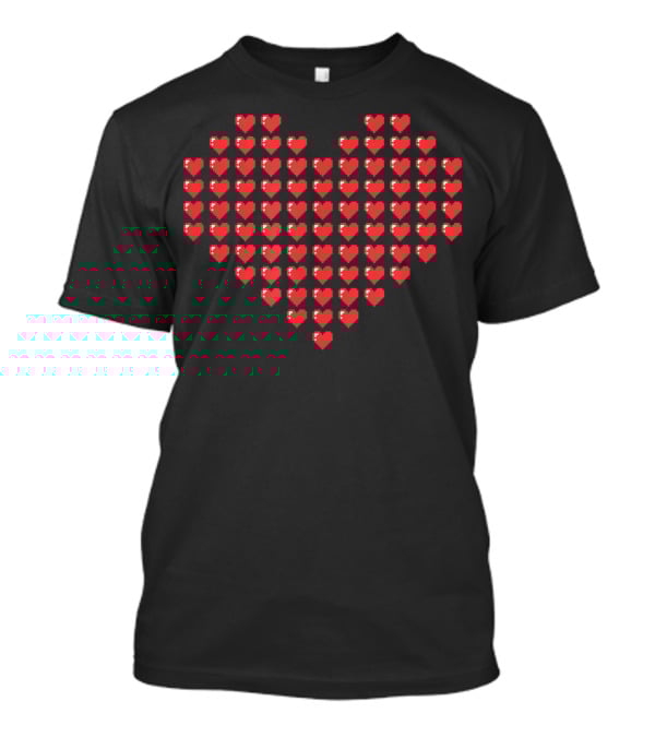 Mens Big Red Pixel Heart Valentine Pixels T-Shirt