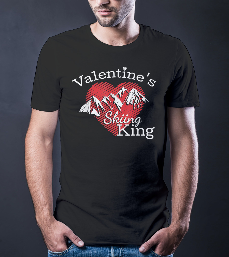Valentine's Skiing King Across The Mountain T-Shirt