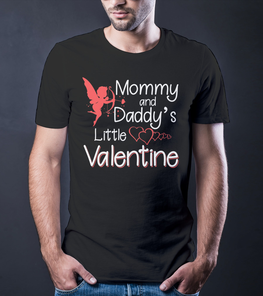 Mommy And Daddy's Little Valentine Angel With Hearts And Cupid T-Shirt