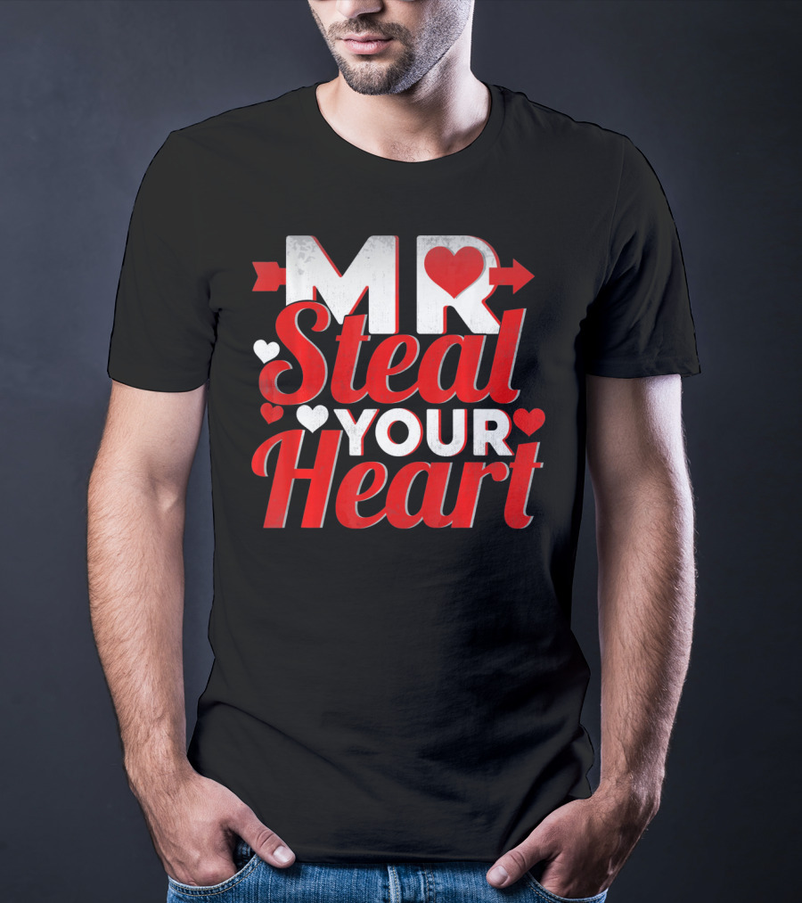 Mr Steal Your Heart Valentines Day Hearts And Arrows T-Shirt